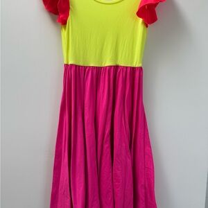 Dot Dot Smile Pink and Yellow Kids Dress